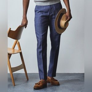 TODD SNYDERITALIAN LINEN SOFT SUTTON SUIT TROUSER IN NAVY